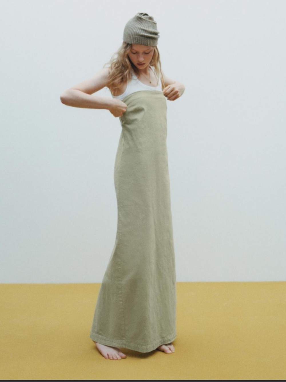Zara Olive Green Strapless Maxi Dress